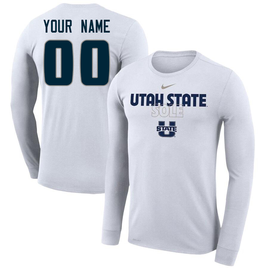 Custom Utah State Aggies Name And Number College Tshirts-White